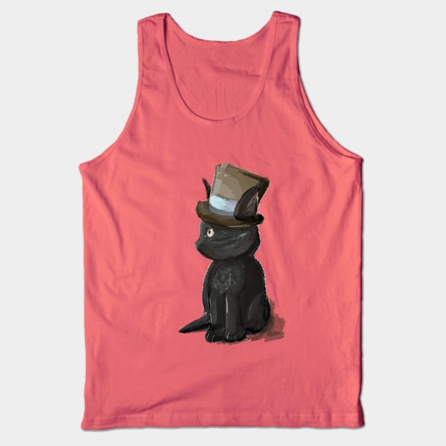 Gentleman Kitty Cat in a Hat Tank Top by BunnyMaelstrom